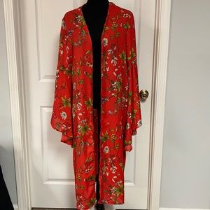 Myesper Red long jacket w/flowing length sleeves